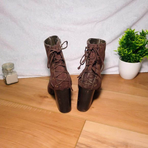 Forever 21- olive green/brown boot heels, size 8 (womens) - Picture 3 of 4